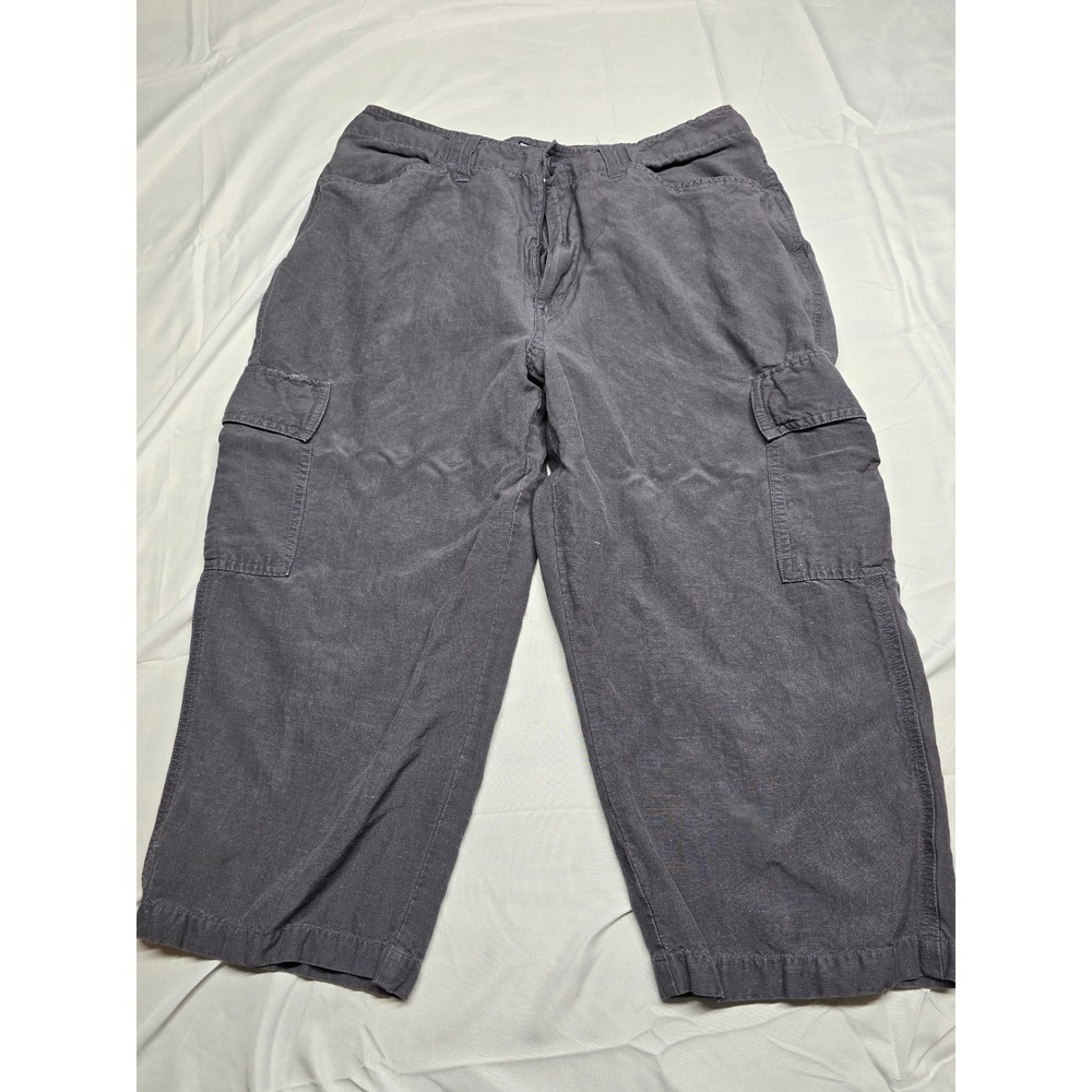 David N Sport Linen Blend Cargo Pant Capi Size 10 Gray‎ Casual Utility
